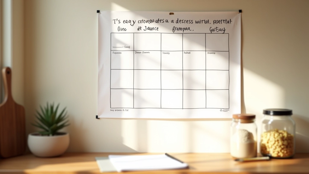 Calendrier mural avec plan de menus mensuels et liste d'achats en gros