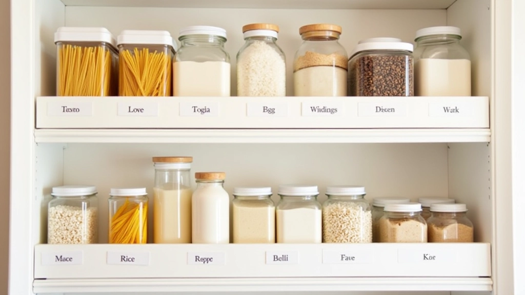 Placard organisé avec zones étiquetées, catégories groupées par couleur