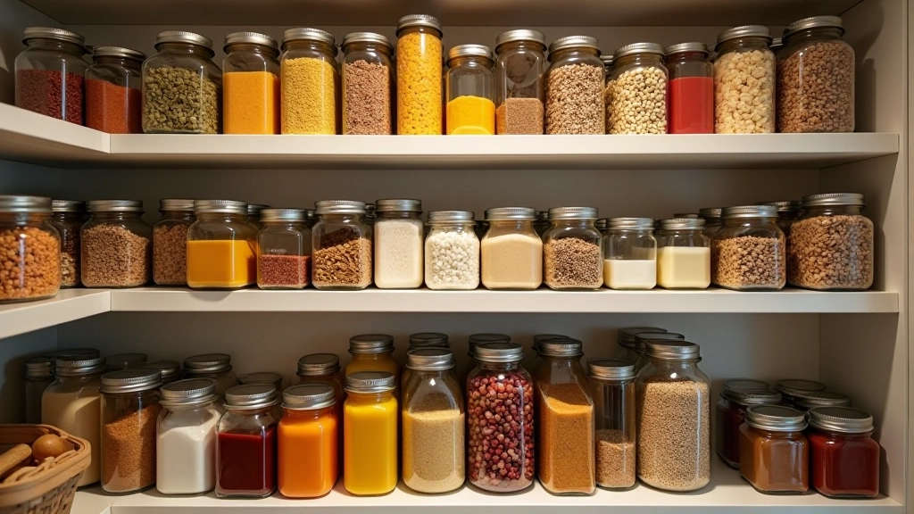 Placard bien organisé avec étiquettes de catégories et dates de réapprovisionnement marquées sur les étagères
